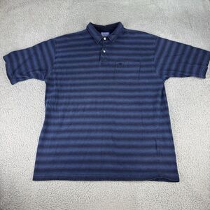 Pendleton‎ Polo Shirt Mens Xl Blue Striped Short Sleeve Casual Indigo